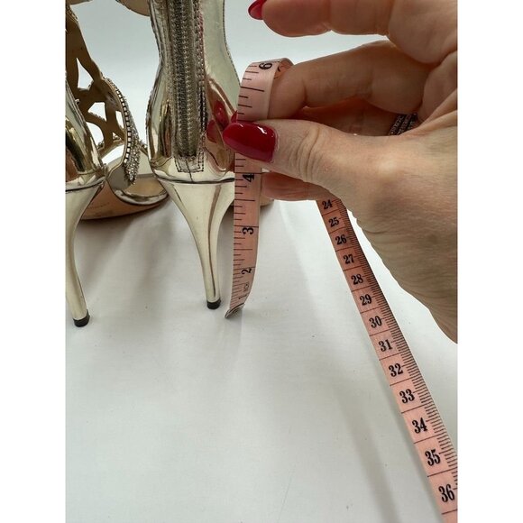 Antonio Melani Shoes Size 9 Gold Bling Leather Holiday Dress Up Rhinestone - Picture 9 of 12